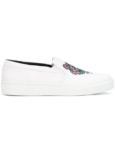 Shop Kenzo K-py Embroidered Trainers - White