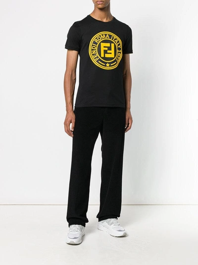 Shop Fendi Ff Logo Print T-shirt - Black