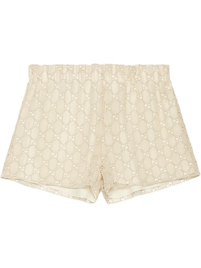 Shop Gucci Gg Macramé Shorts In White