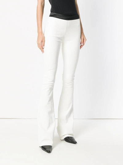 Shop Drome Leather Flared Trousers In White