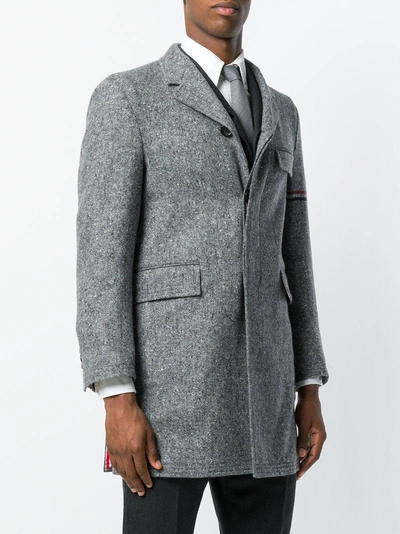 Shop Thom Browne Engineered Stripe Unconstructed Donegal Wool Classic Chesterfield Overcoat - Grey