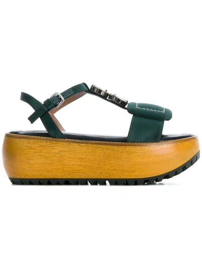 Shop Marni Jeweled Platform Sandals - Green