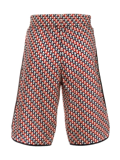 Shop Gucci Abstract Print Swim Shorts In Red