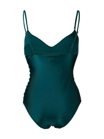 Shop Zimmermann Embellished Fitted Swimsuit In Green