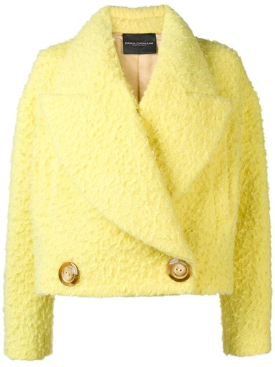 Shop Erika Cavallini Oversized Collar Jacket - Yellow In Yellow & Orange