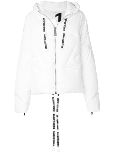 Shop Khrisjoy Logo Tape Puffer Jacket - White