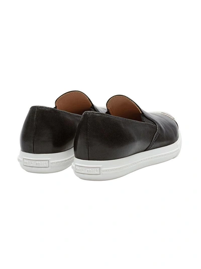 Shop Miu Miu Pointed Toe Slip-on Sneakers In Black