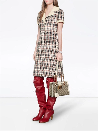 Shop Gucci Tweed Check Dress - White