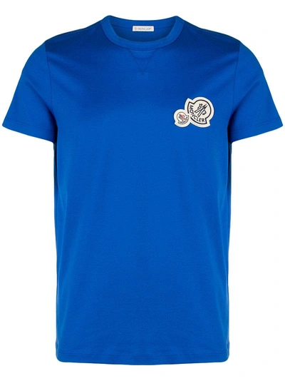 Shop Moncler Embroidered Logo Patch T-shirt - Blue