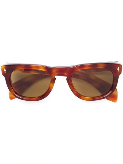 Shop Jacques Marie Mage Tortoiseshell Squared Sunglasses - Brown