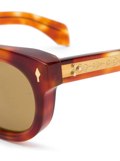 Shop Jacques Marie Mage Tortoiseshell Squared Sunglasses - Brown