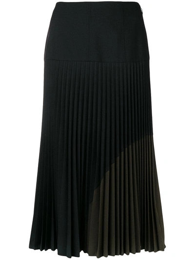 Shop Fendi Pleated Midi Skirt - Black