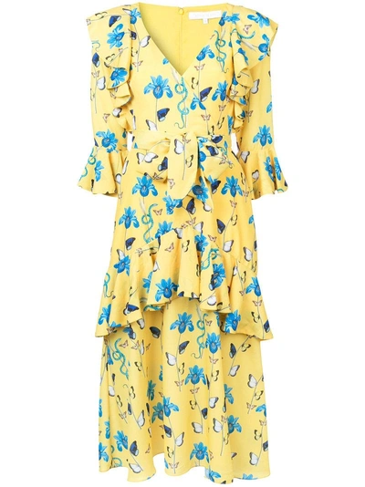 Shop Borgo De Nor Ruffled Floral Print Dress - Yellow