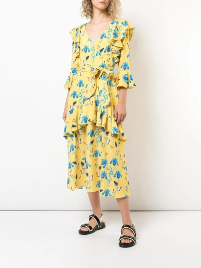 Shop Borgo De Nor Ruffled Floral Print Dress - Yellow
