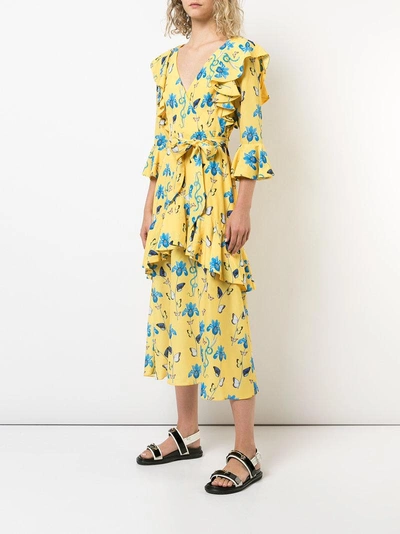 Shop Borgo De Nor Ruffled Floral Print Dress - Yellow