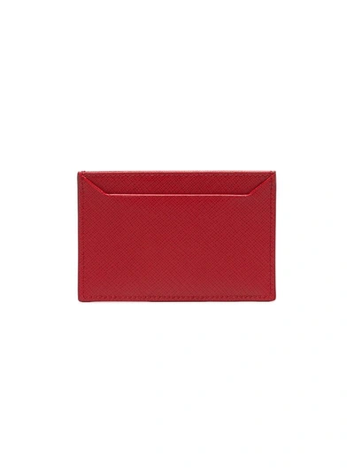 Shop Prada Red Logo Leather Cardholder