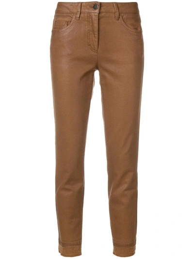 Shop Luisa Cerano Cropped Slim-fit Trousers - Brown
