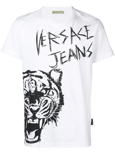 Versace Jeans Tiger Print T-shirt - White | ModeSens