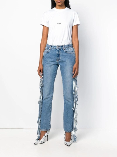 Shop Msgm Fringed Straight In Blue