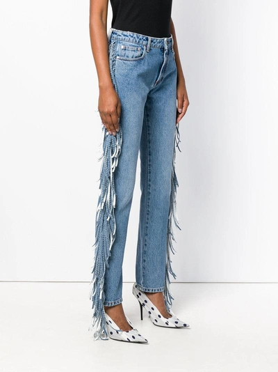 Shop Msgm Fringed Straight In Blue