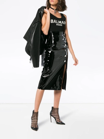 Shop Balmain Logo Intarsia Body In Black