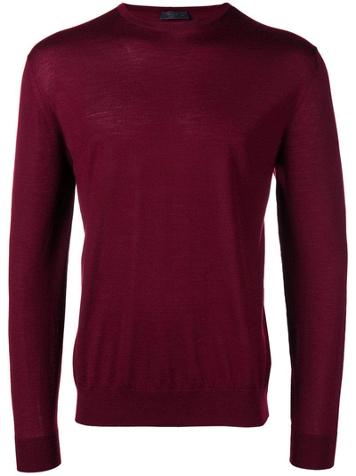 Shop Prada Round Neck Sweatshirt - Red