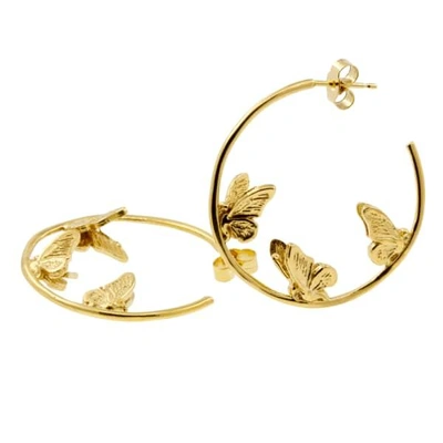Lee Renee Butterfly Hoop Earrings - Gold
