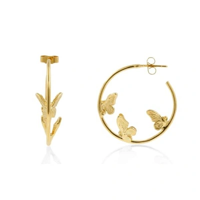 Lee Renee Butterfly Hoop Earrings - Gold