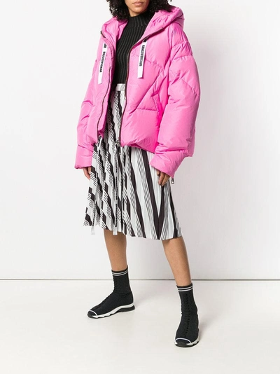 Shop Khrisjoy Printed Drawstrings Down Jacket - Pink