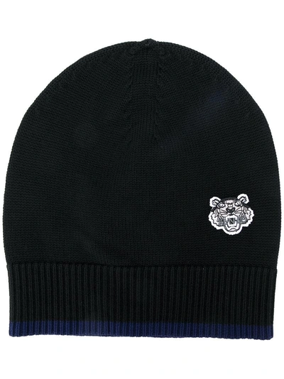 Shop Kenzo Embroidered Tiger Beanie Hat In Black