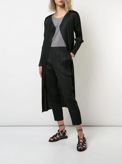 Shop Issey Miyake Pleats Please By  Pleated Cropped Trousers - Black