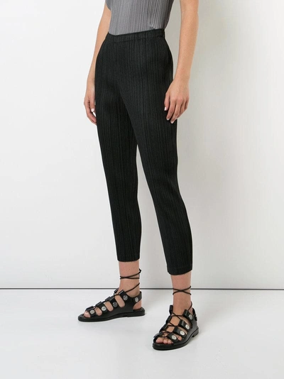 Shop Issey Miyake Pleats Please By  Pleated Cropped Trousers - Black