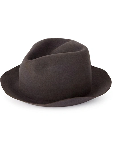 Shop Horisaki Classic Fedora Hat In Grey