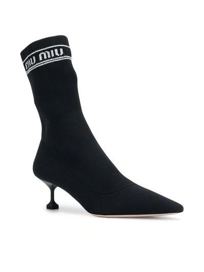 Shop Miu Miu Sock Boots In Black
