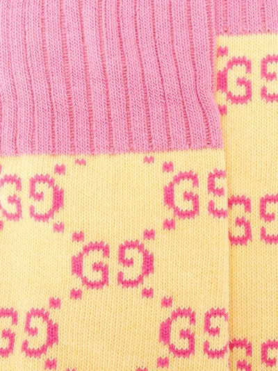 Shop Gucci Gg Pattern Socks In Yellow & Orange