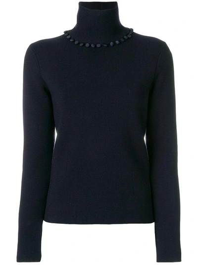 Shop Thom Browne Bridal Button Fine Merino Turtleneck In Blue