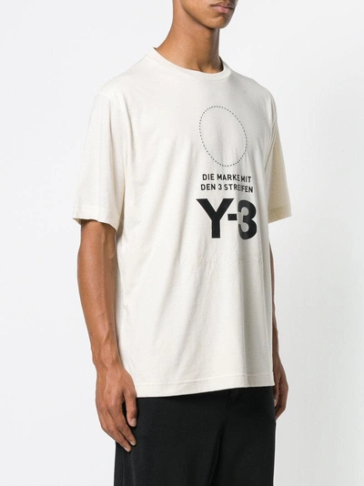 Shop Y-3 Stacked Logo Tee In Nude & Neutrals