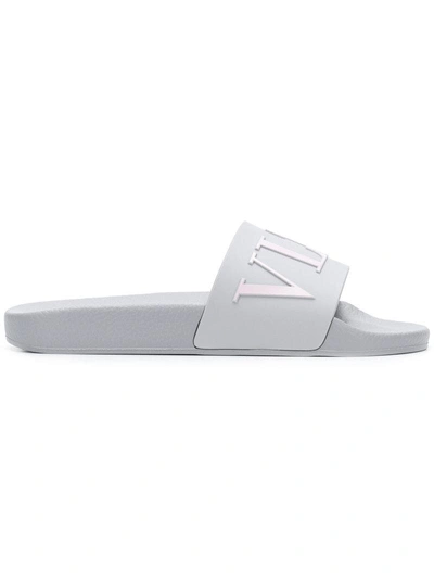 Shop Valentino Garavani Slide Sandals In Grey