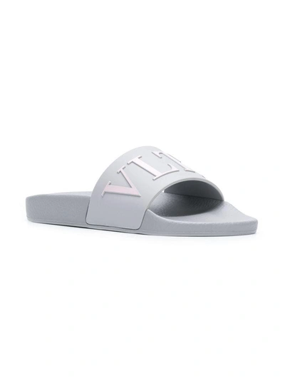 Shop Valentino Garavani Slide Sandals In Grey