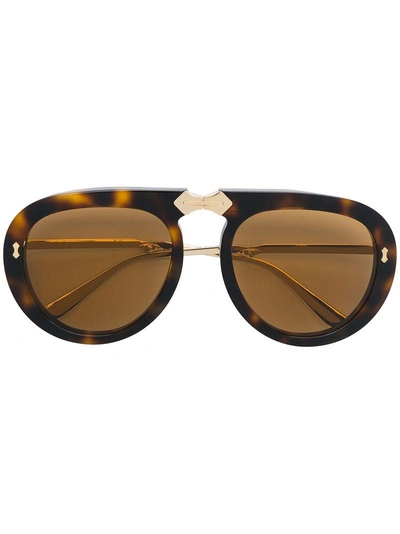 Shop Gucci Eyewear Aviator Sunglasses - Brown