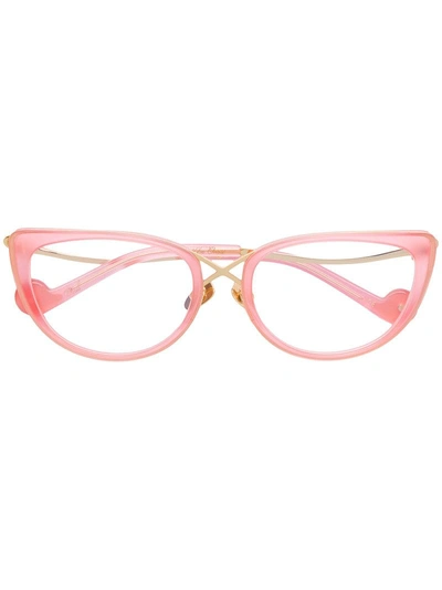 Shop Anna-karin Karlsson Anna Karin Karlsson The Cross Cat Eye Glasses - Pink