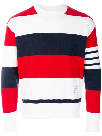 Shop Thom Browne Engineered Rugby Stripe Drop-shoulder Crewneck Jersey Sweatshirt In Multicolour