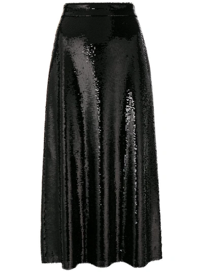 Shop Gucci Sequined Midi Skirt - Black