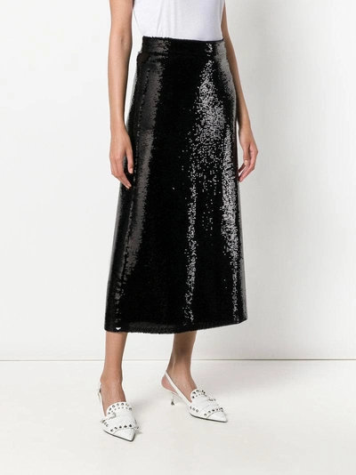 Shop Gucci Sequined Midi Skirt - Black