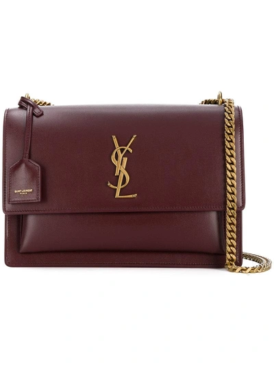 Shop Saint Laurent Sunset Monogram Bag In Brown