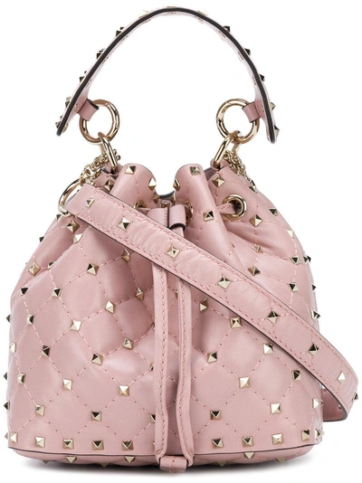 Shop Valentino Small  Garavani Rockstud Bucket Bag In Pink & Purple