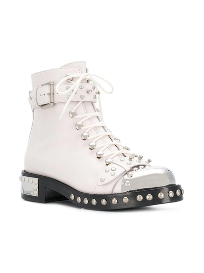 Shop Alexander Mcqueen Studded Ankle Boots In White