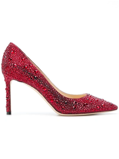 Shop Jimmy Choo Romy 85 Crystal Pumps - Red