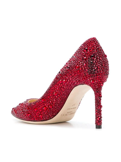 Shop Jimmy Choo Romy 85 Crystal Pumps - Red