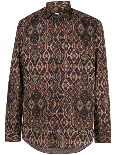 Shop Etro Classic Fitted Shirt - Multicolour